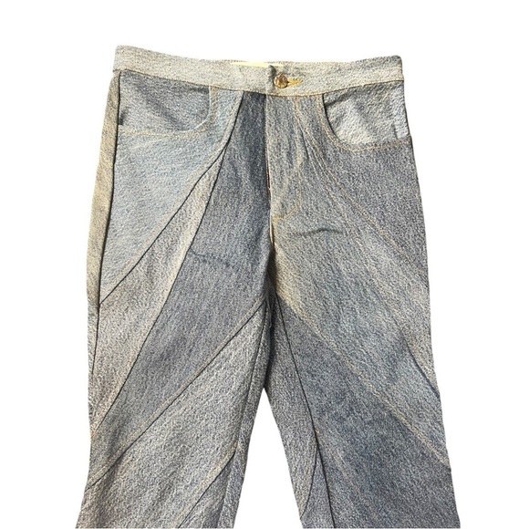 New EB Denim Patchwork Straight Leg Medium Wash Jeans Recycled Revolve XS - Picture 6 of 12